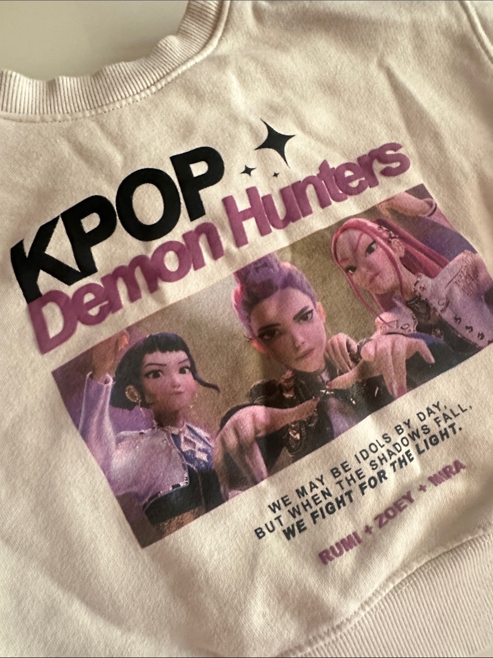 Zara KPOP Demon Hunters Sweatshirt - Cream with Purple & Black Print - Picture 2 of 9